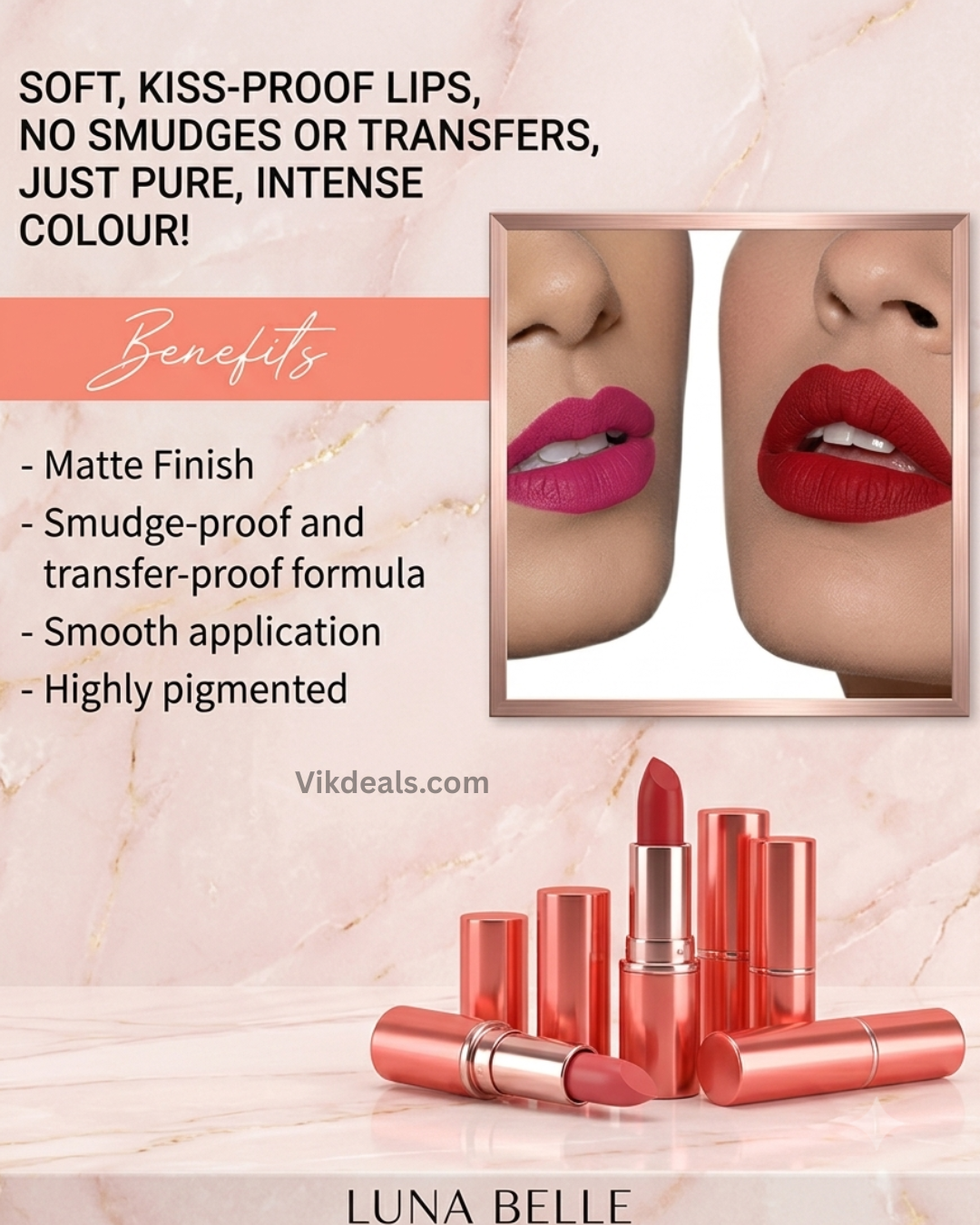New velvet long lasting lipstick (set of 6)