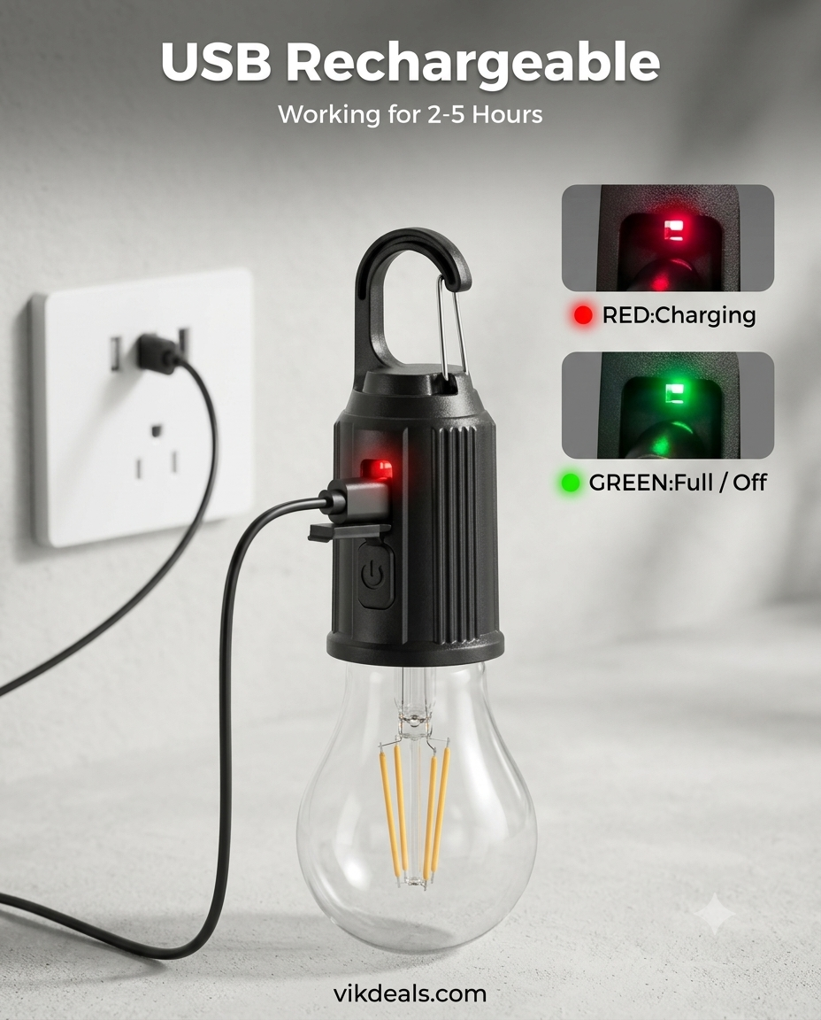 USB Rechareable Emergency Lamp with Unbreakable Hanging Clip