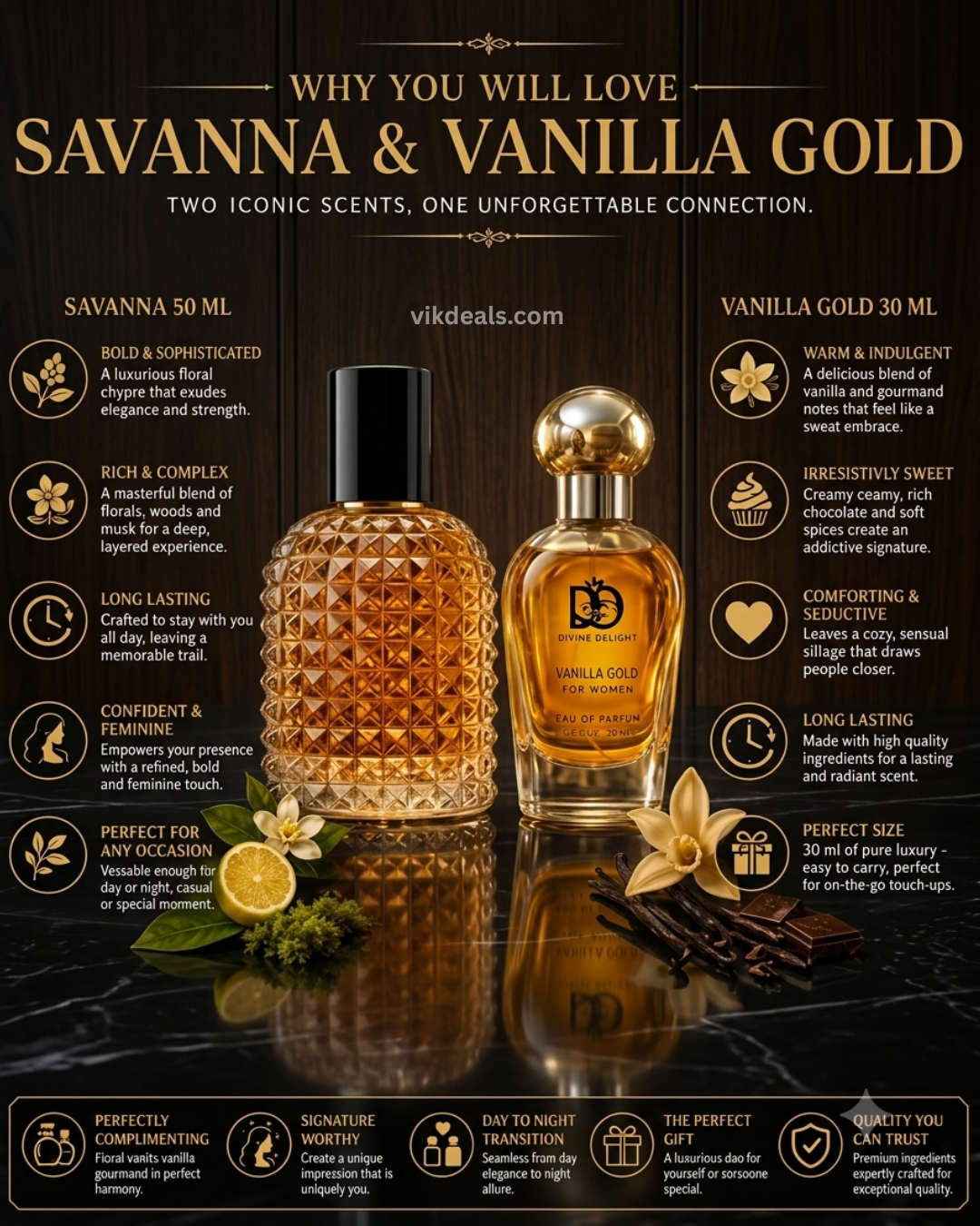 Savanna 50 ML Unisex & Vanilla 30 ML Women Perfume Combo.