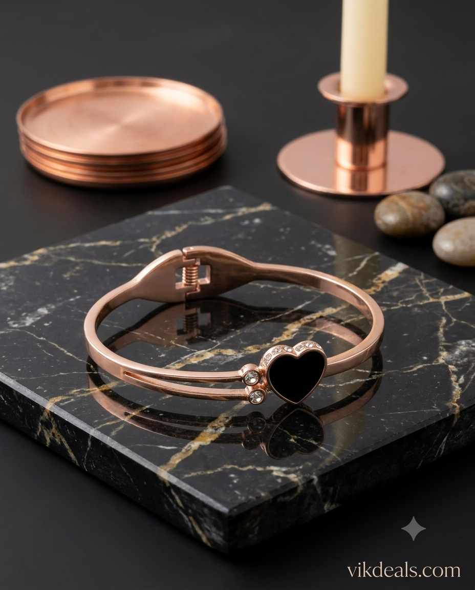 Rose Gold Megnet Watch & Heart Bracelet Gift Set..