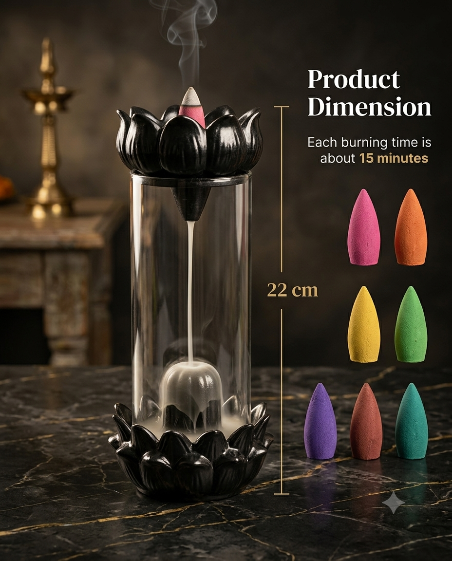 Shivling in Glass Fountain Backflow Smoke Fountain