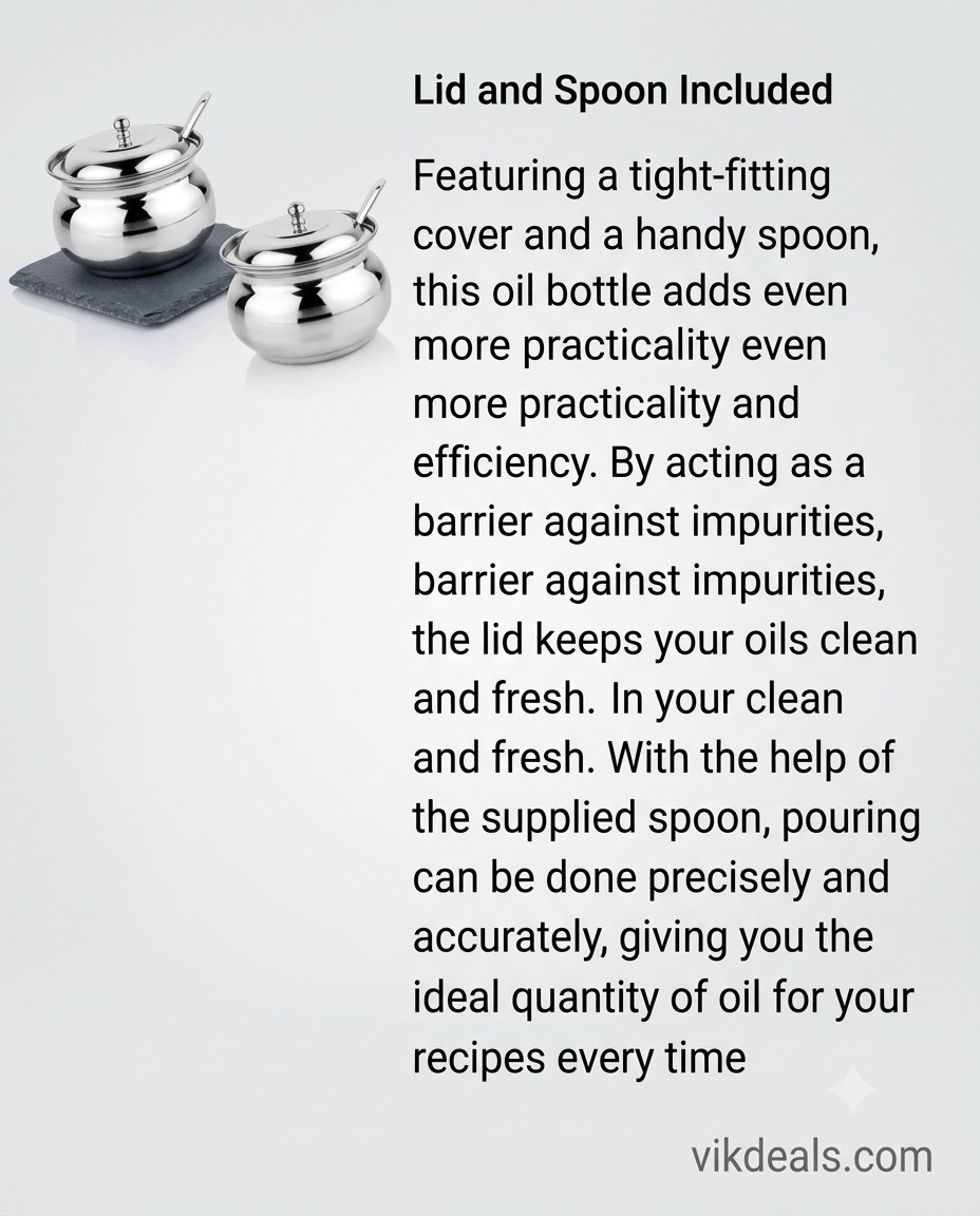 STEEL GHEE POT & Oil Container with Lid and Spoon
