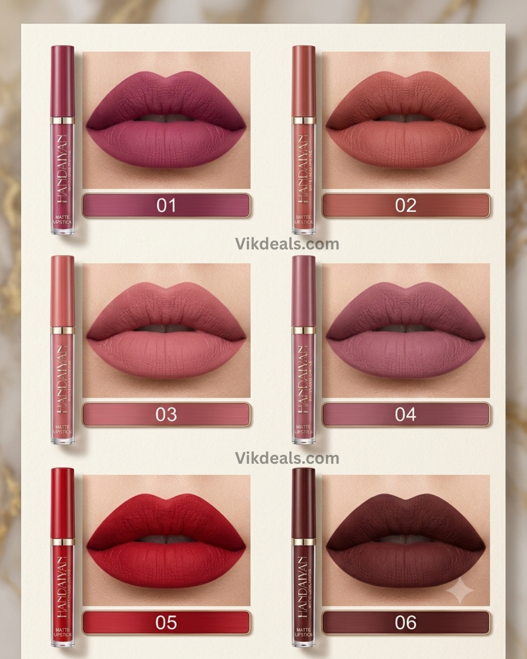 New velvet long lasting lipstick (set of 6)