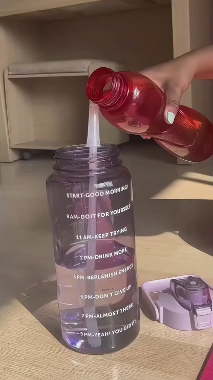 Large Motivational Water Bottle with Time Marker