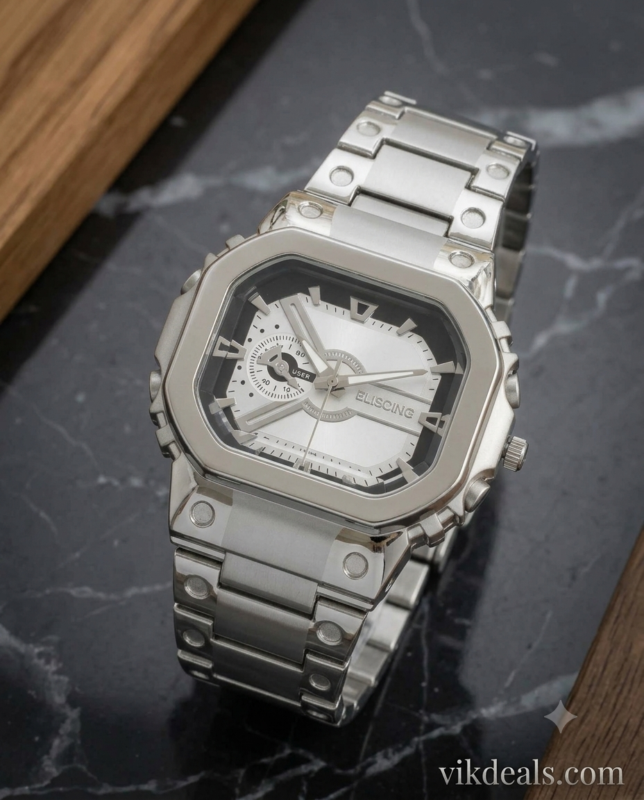 Stylish Stainless Steel Silver Analog Watch For Men's.