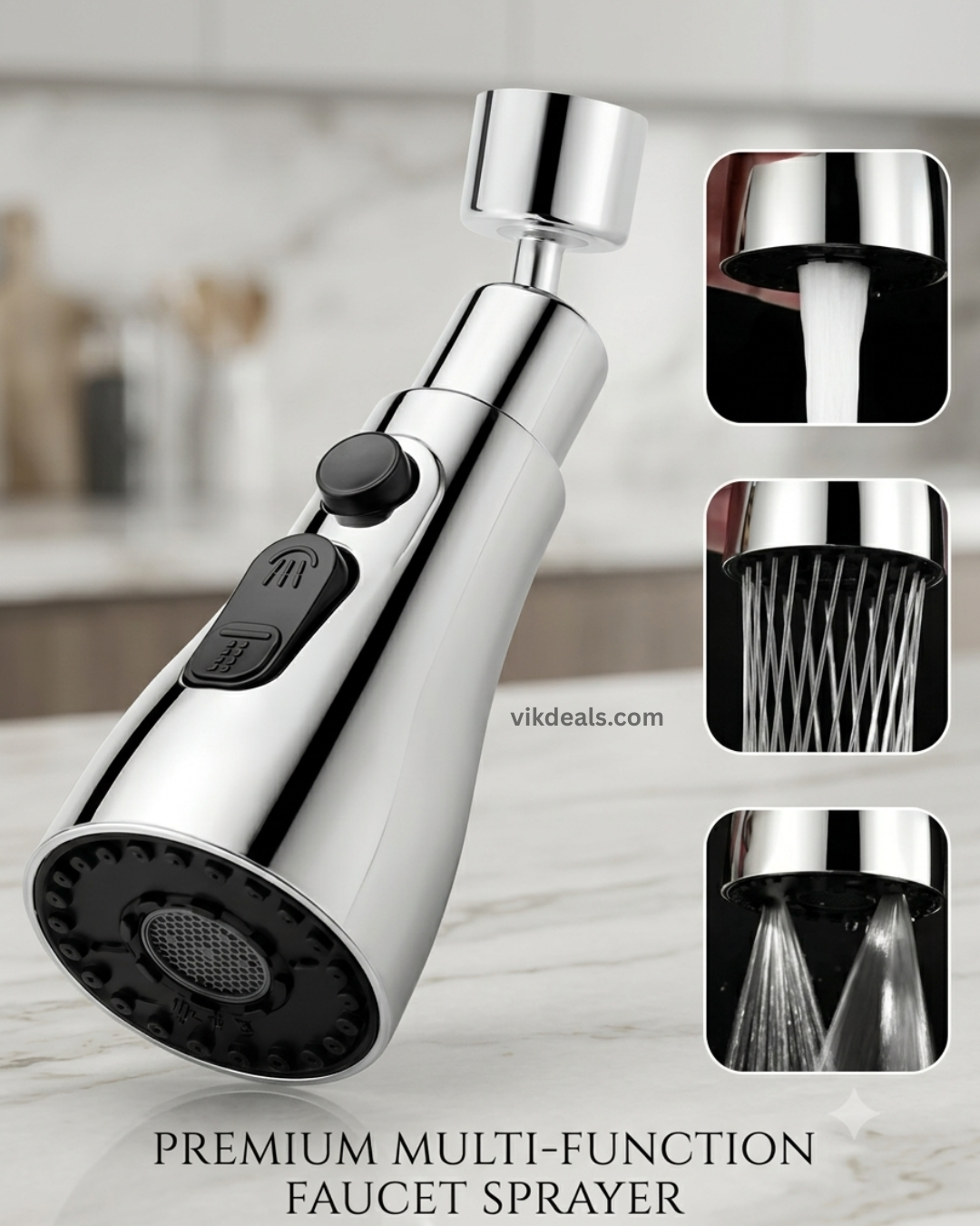 360 Degree Movable Faucet Aerator (3 Mode Jet X-CROSS Eco-Mist)