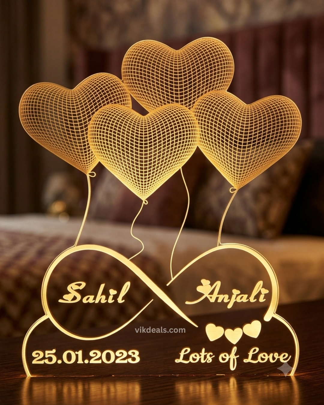Customized Acrylic night lamp- Gold LED...