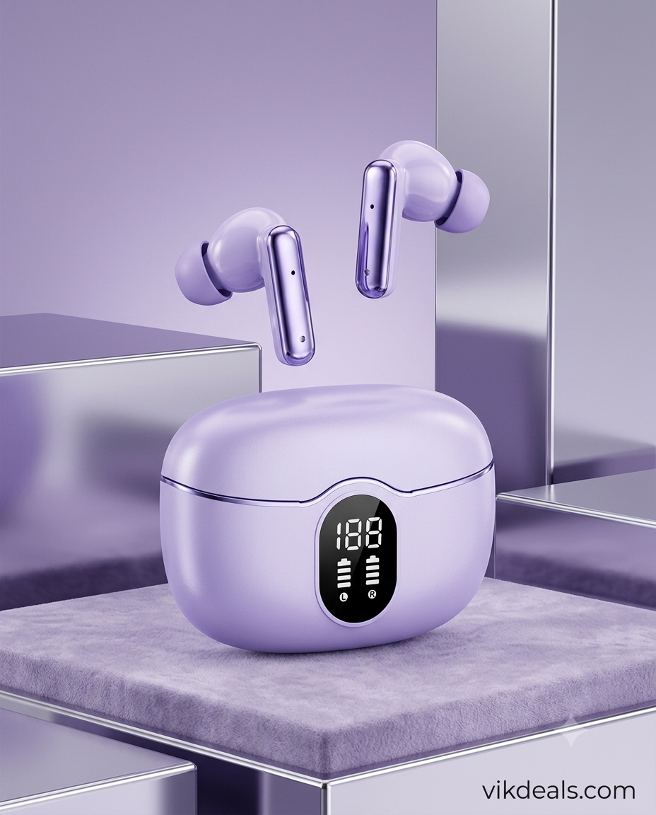 Wireless Earbuds with Dual Battery Indicator