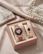 Rose Gold Megnet Watch & Heart Bracelet Gift Set..