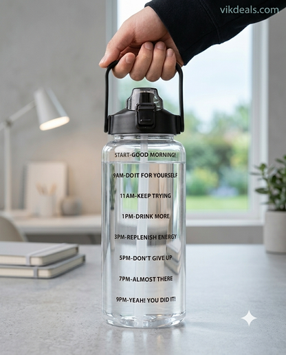 Large Motivational Water Bottle with Time Marker