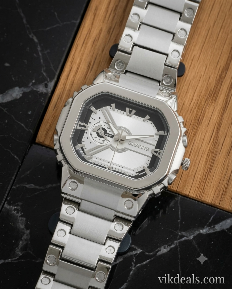 Stylish Stainless Steel Silver Analog Watch For Men's.