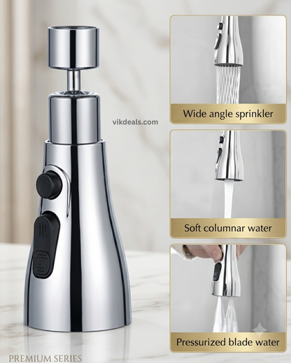 360 Degree Movable Faucet Aerator (3 Mode Jet X-CROSS Eco-Mist)