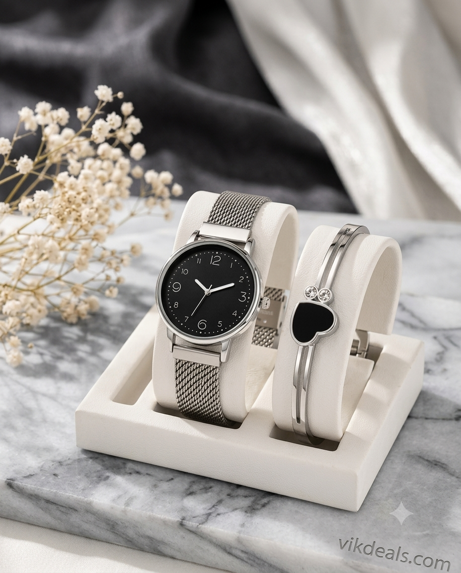 Sliver Watch and Bracelet for women&girls