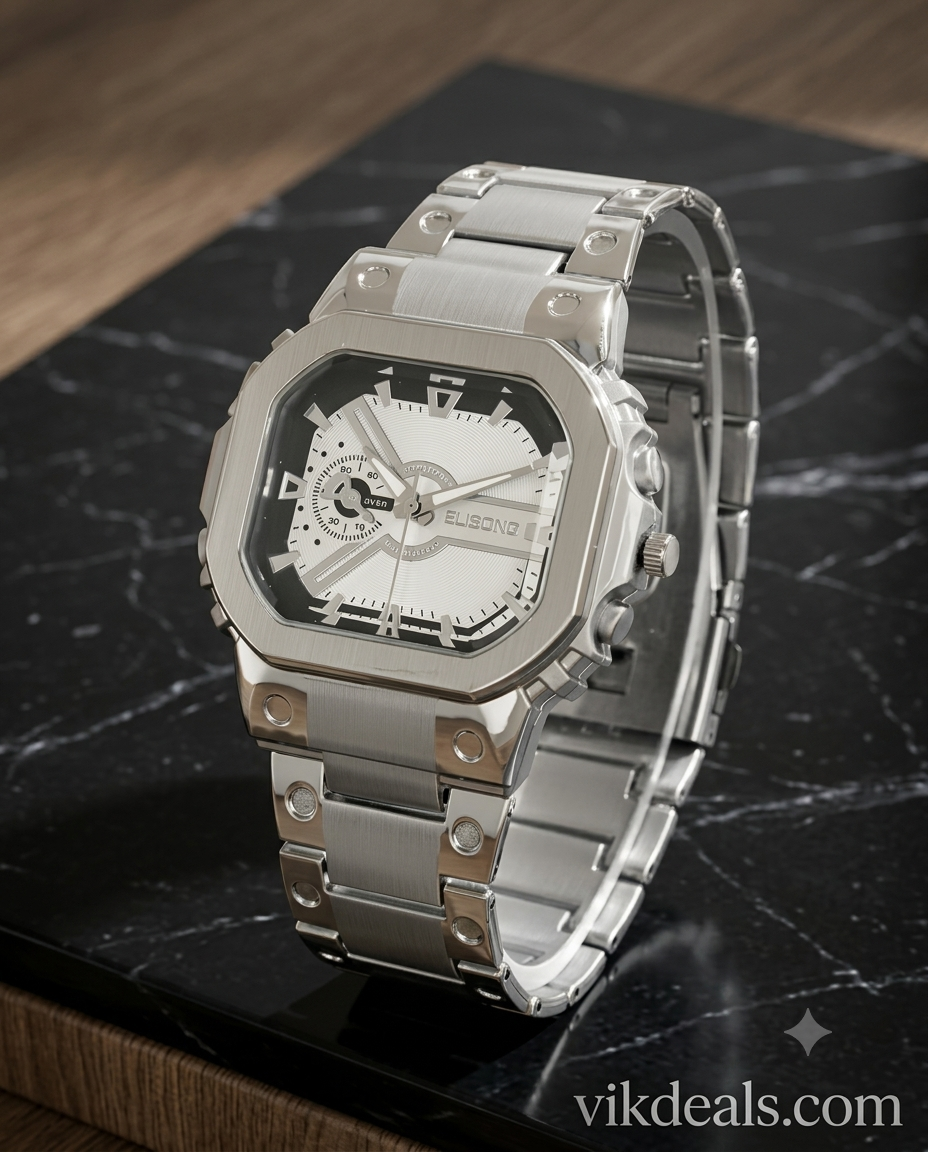 Stylish Stainless Steel Silver Analog Watch For Men's.