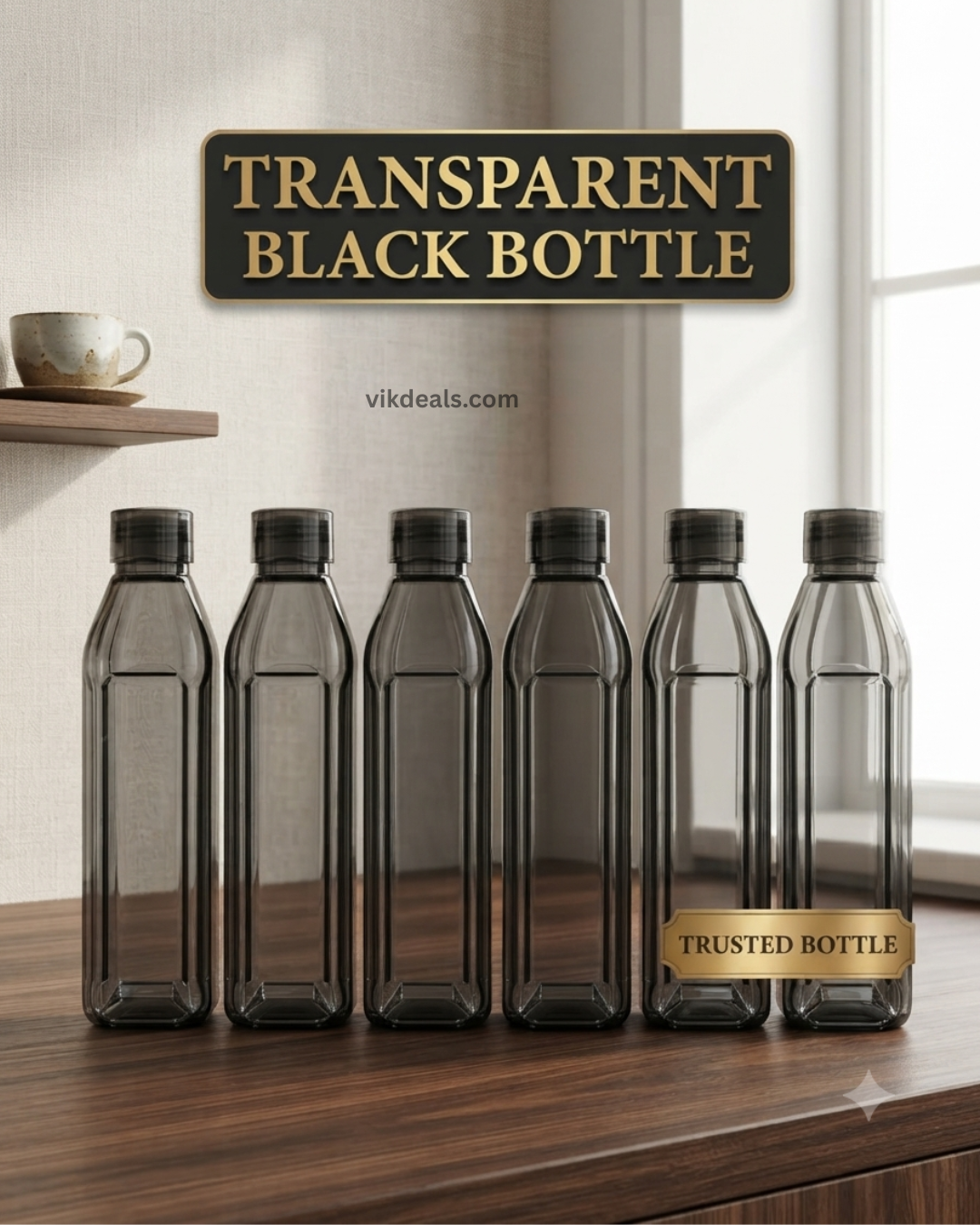 Transparent Black Storage Bottle Set of 6