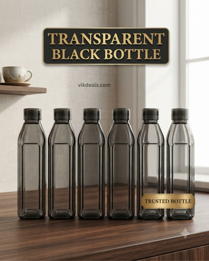 Transparent Black Storage Bottle Set of 6
