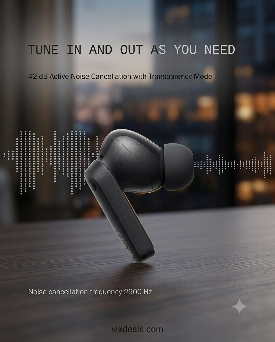 Wireless TWS Bluetooth Buds 48 Db Hybrid Anc,