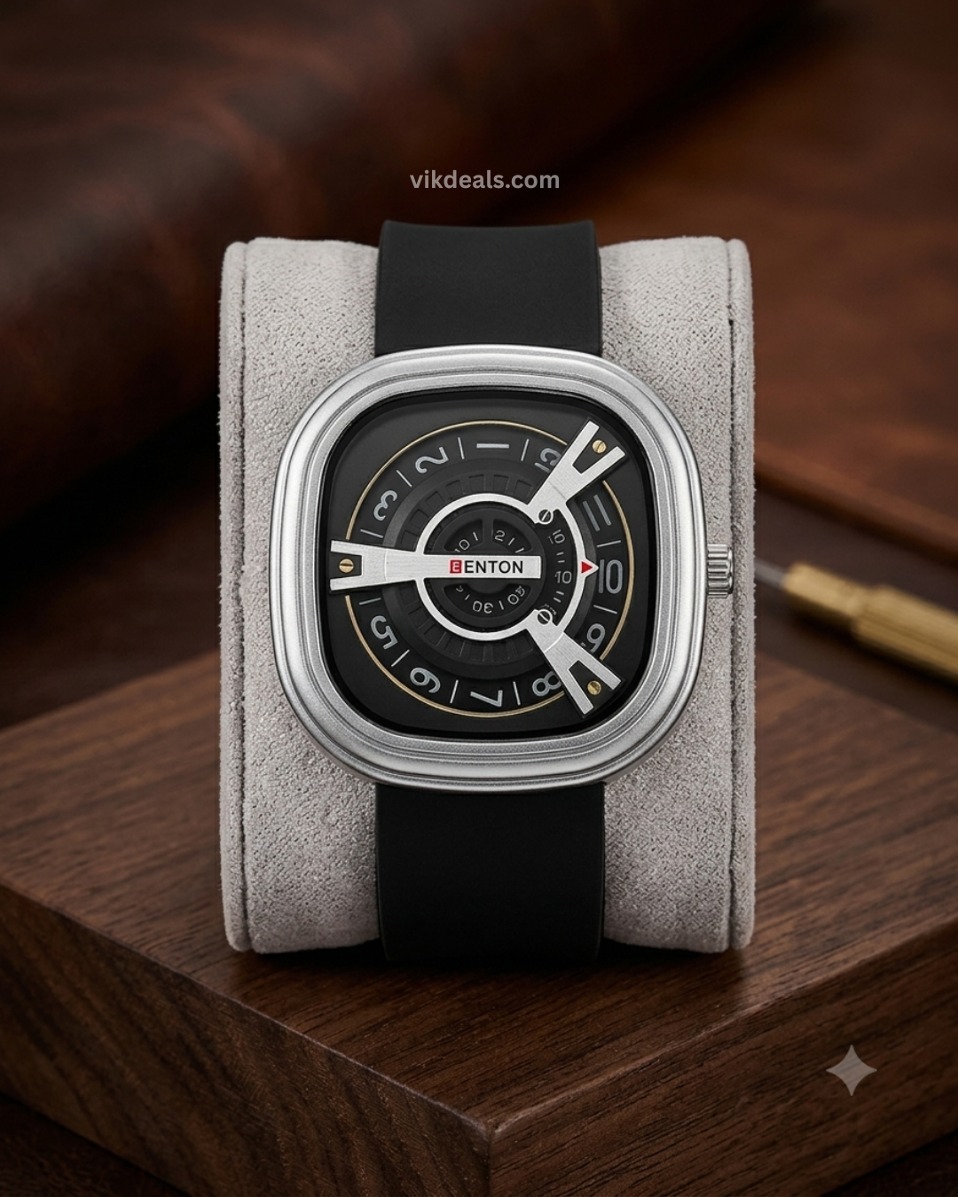 Trendy Squer Leather Belt Analog Watch - For Men