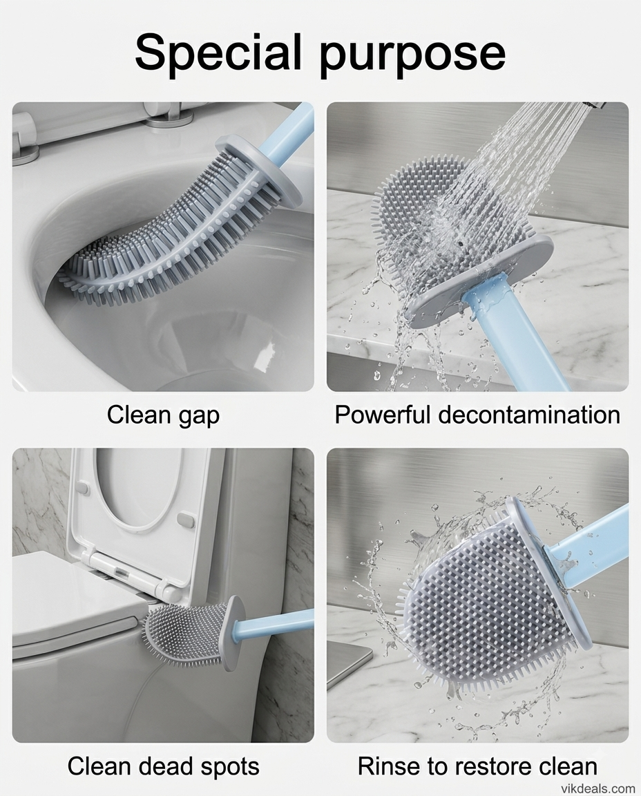 Silicone Toilet Brush with Slim Holder