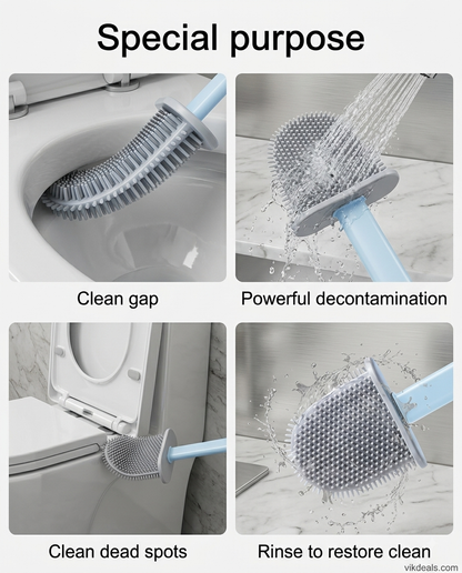 Silicone Toilet Brush with Slim Holder