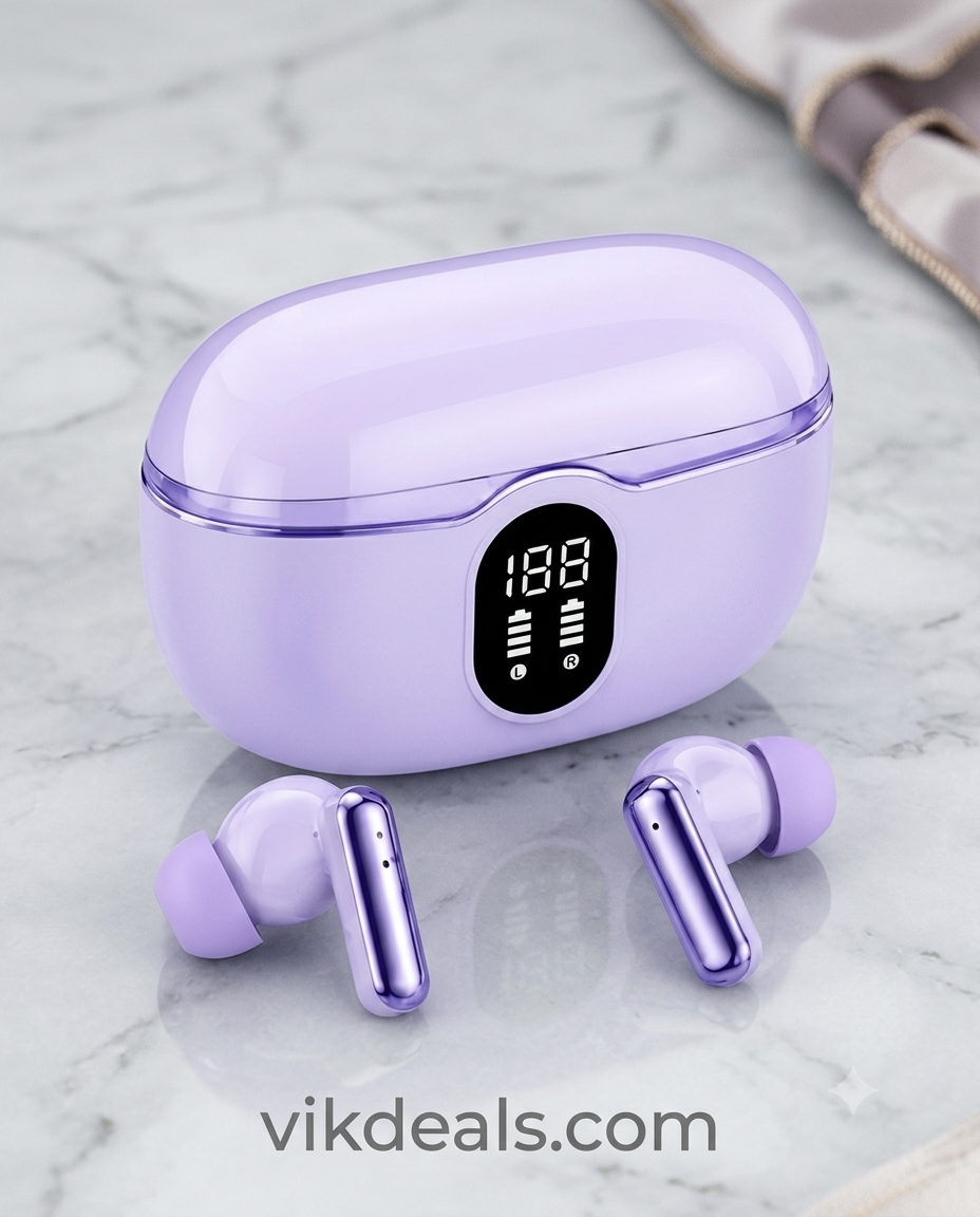 Wireless Earbuds with Dual Battery Indicator