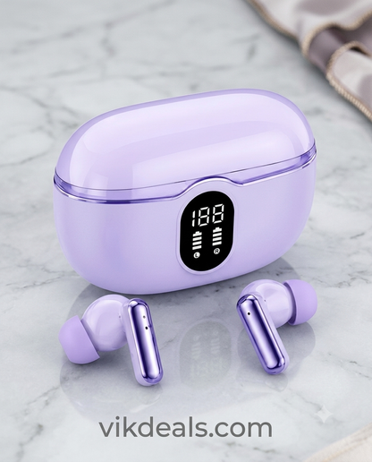 Wireless Earbuds with Dual Battery Indicator