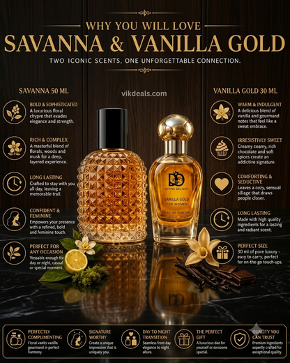 Savanna 50 ML Unisex & Vanilla 30 ML Women Perfume Combo.