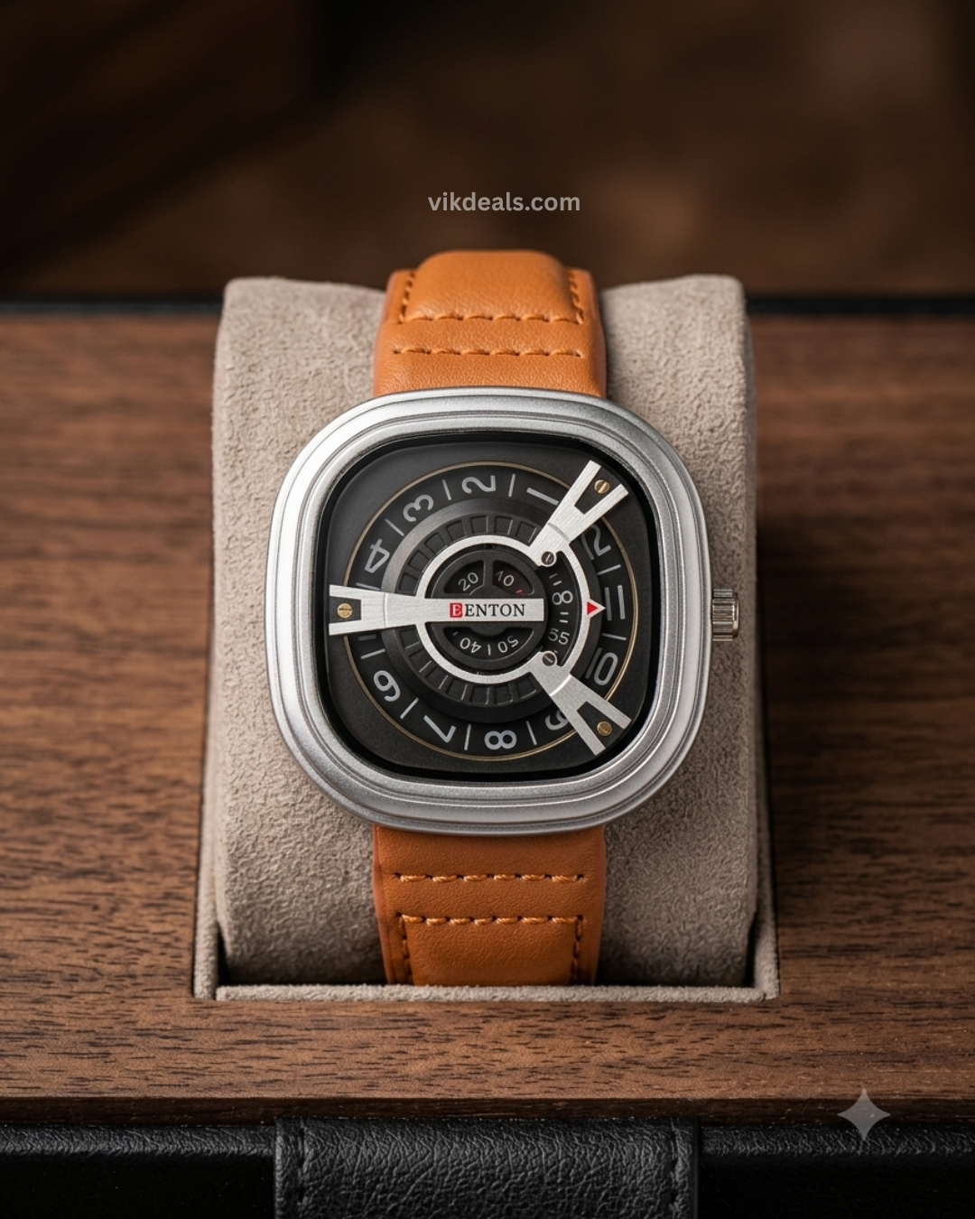 Trendy Squer Leather Belt Analog Watch - For Men
