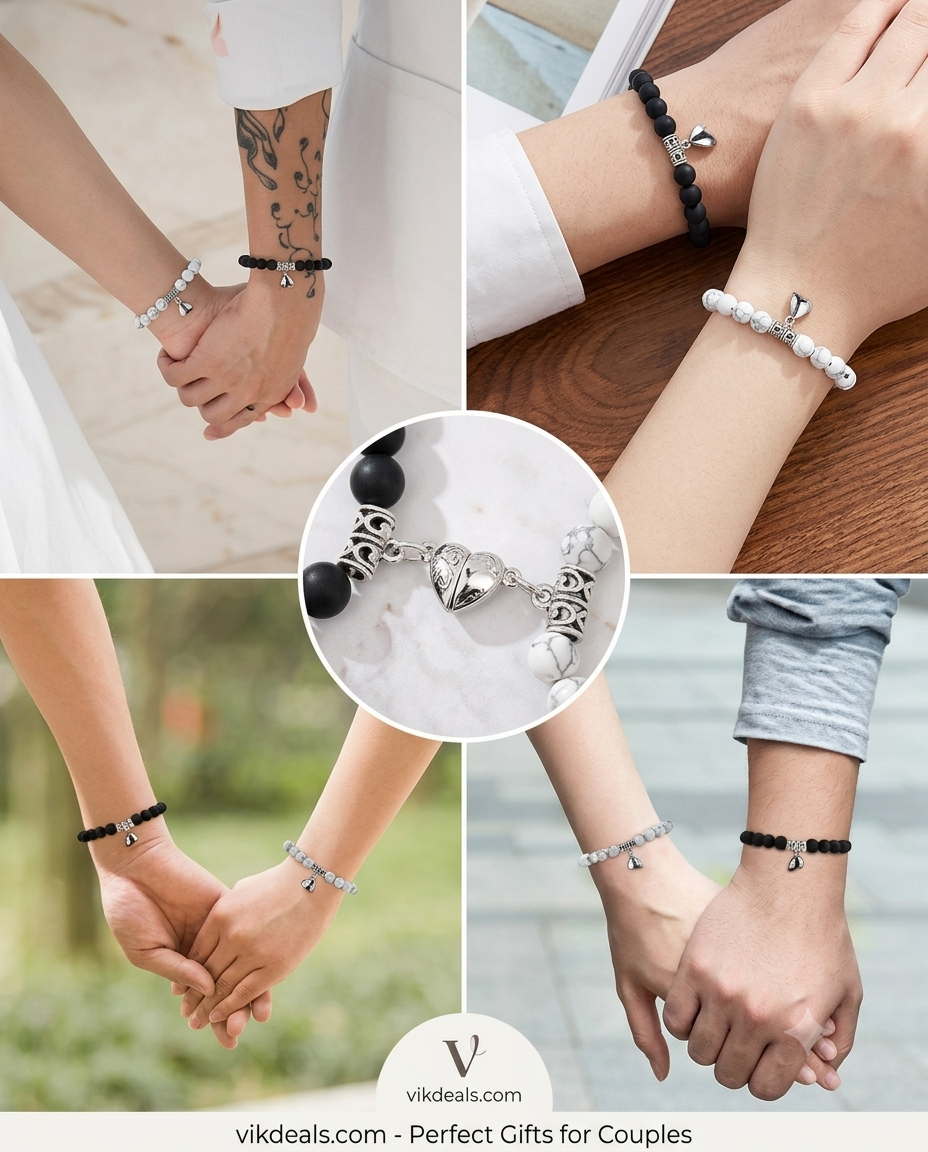 Magnetic Attraction Heart Couple Bracelet