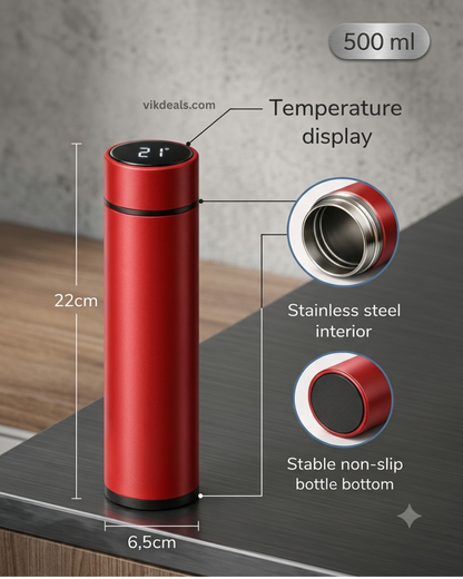 Smart LED Temperature Display Stainless Steel Water Bottle 500 ML