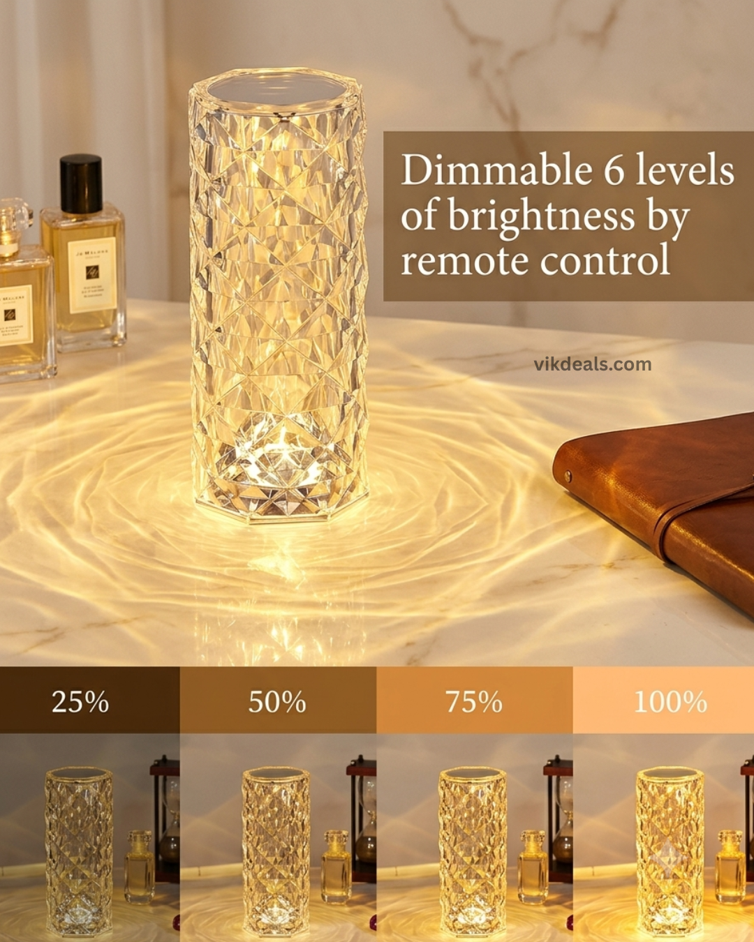 16 Color Changing Rose Crystal Diamond LED Table Lamp