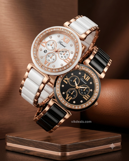 Analog Tatan with black mina round dial 2 watch combo for womens or girls.