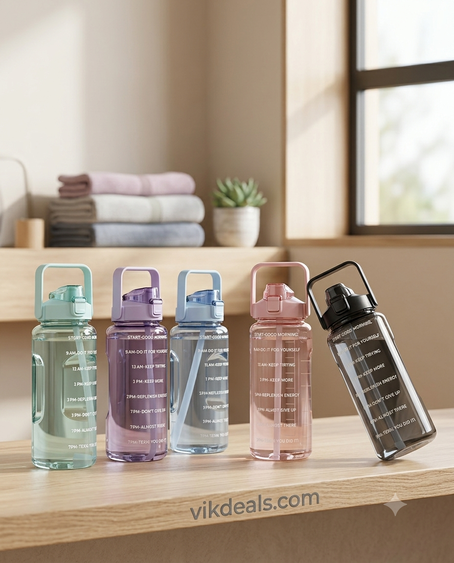Large Motivational Water Bottle with Time Marker