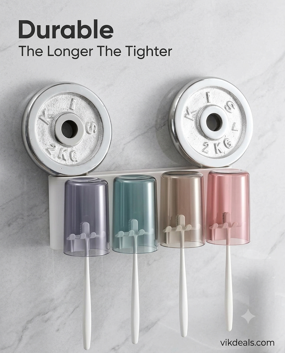 Wall Mounted Toothbrush Holder & Storage Cup
