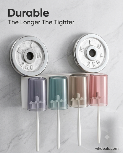 Wall Mounted Toothbrush Holder & Storage Cup