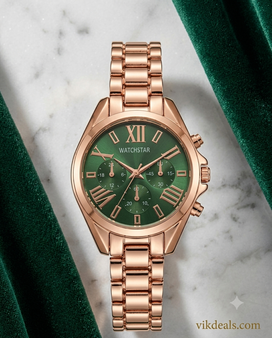 Women's Rose Gold Watch and Heart Bracelet Set..