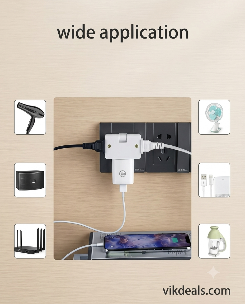 Rotating EU Converter 3 in 1 Rotatable Outlet Extender.