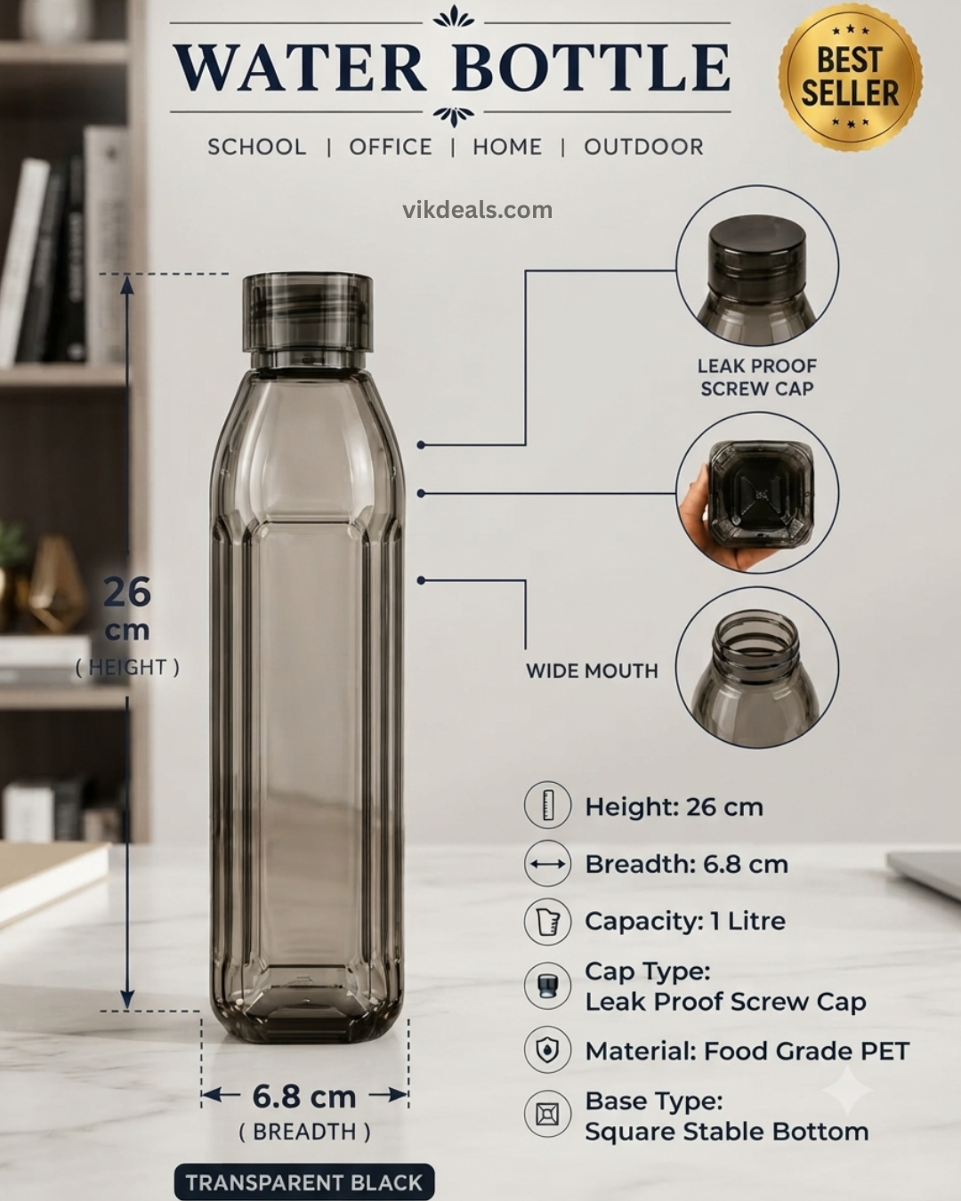 Transparent Black Storage Bottle Set of 6