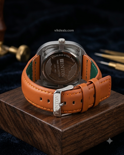 Trendy Squer Leather Belt Analog Watch - For Men