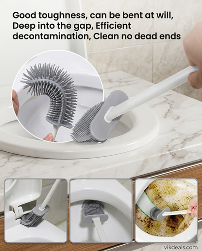 Silicone Toilet Brush with Slim Holder