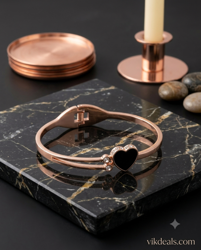 Rose Gold Megnet Watch & Heart Bracelet Gift Set..