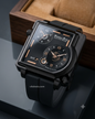 Black Squar Date & Dual Time Softest Sillicone Magnet Buckle Strap.