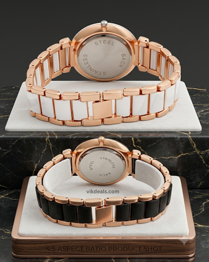 Analog Tatan with black mina round dial 2 watch combo for womens or girls.