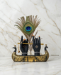 krishna hand Showpiece on peacock with metal flute
