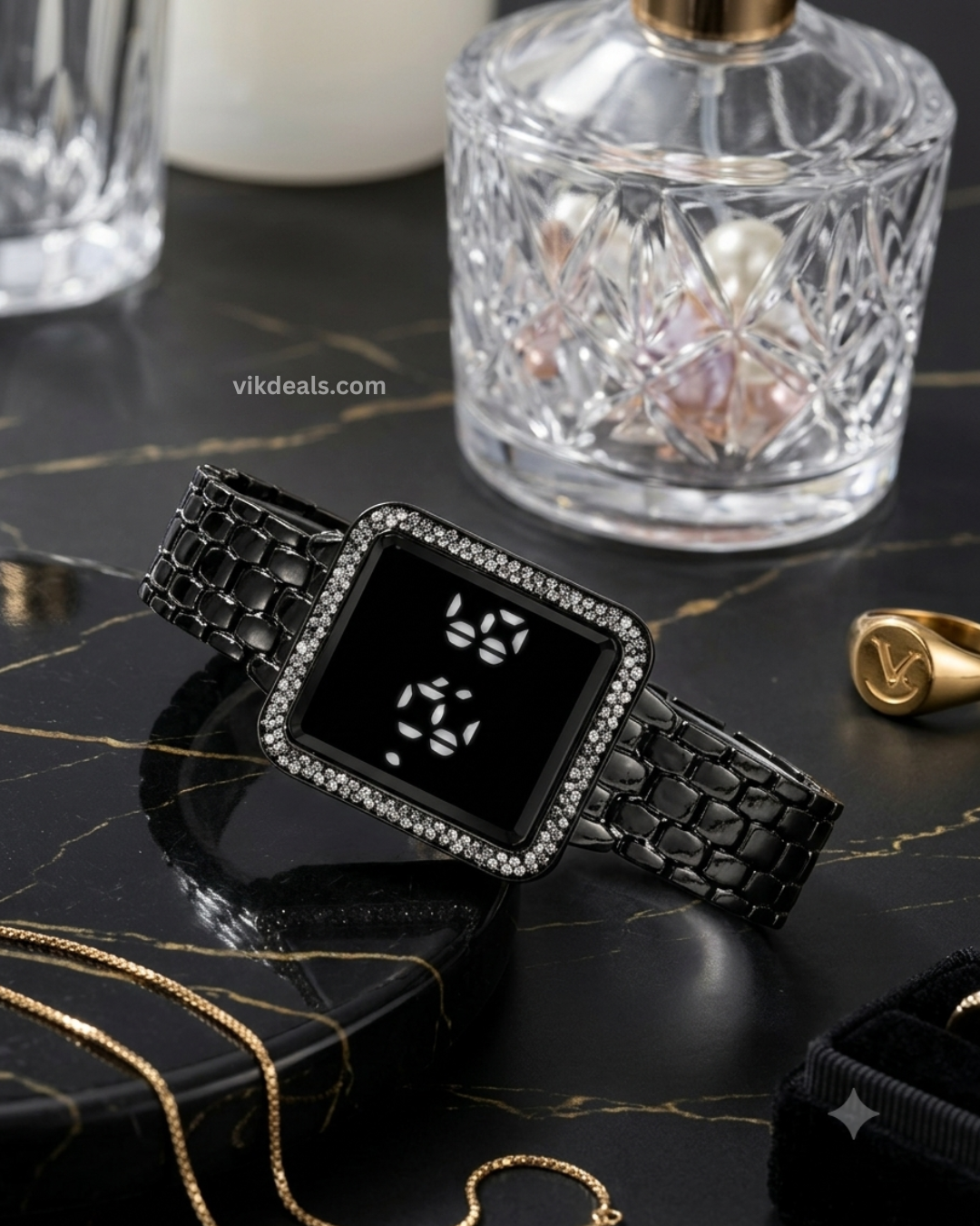 Square Diamond Bracelet Digital watch