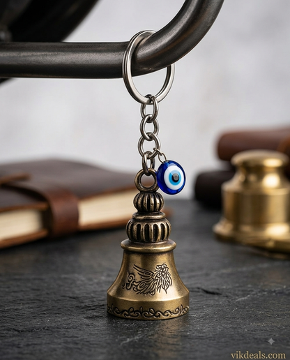 Guardian Bell Keychain with Evil Eye Charm – Protection & Good Luck