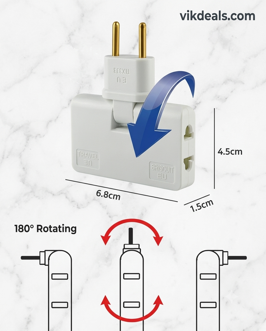 Rotating EU Converter 3 in 1 Rotatable Outlet Extender.