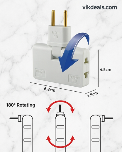 Rotating EU Converter 3 in 1 Rotatable Outlet Extender.