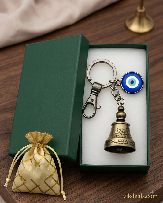 Guardian Bell Keychain with Evil Eye Charm – Protection & Good Luck
