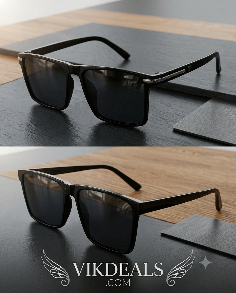Latest Arzonai UV Stylish Protected Black Sunglasses For Men